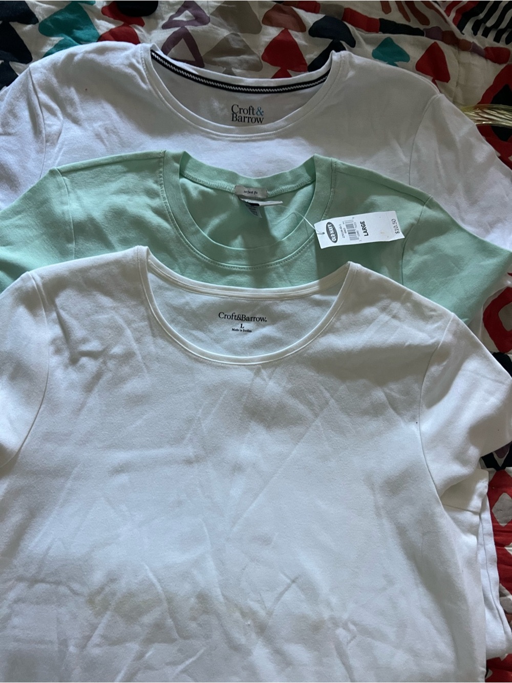 croft & barrow Old Navy White Aqua Short Sleeve T-Shirts L NWT NWOT
